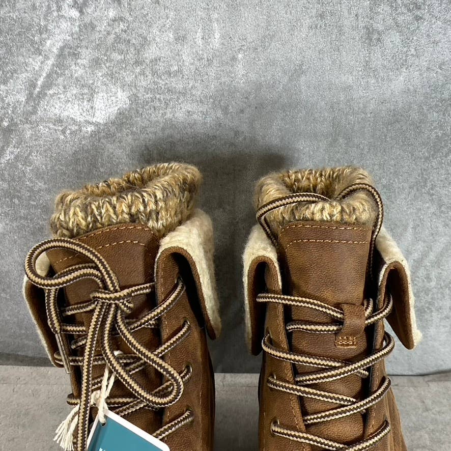 CLIFFS By White Mountain Tobacco Duena Faux-Fur Lace-Up Hiker Boots SZ 6.5