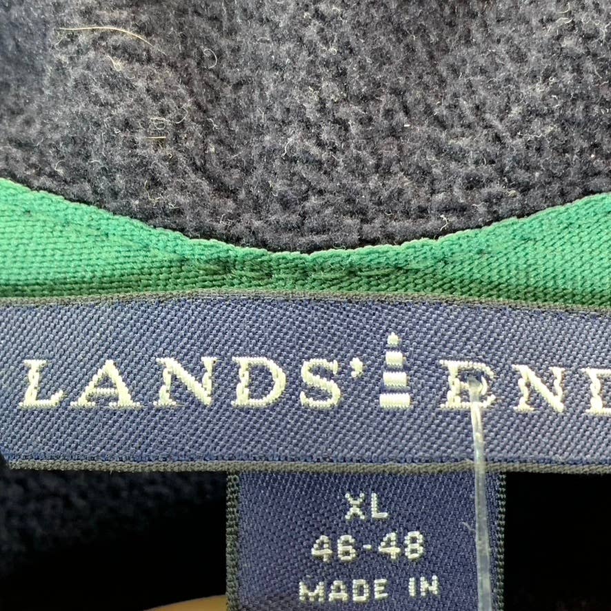 LANDS' END Men's Green Fleece Full-Zip Stand-Collar Vest SZ XL