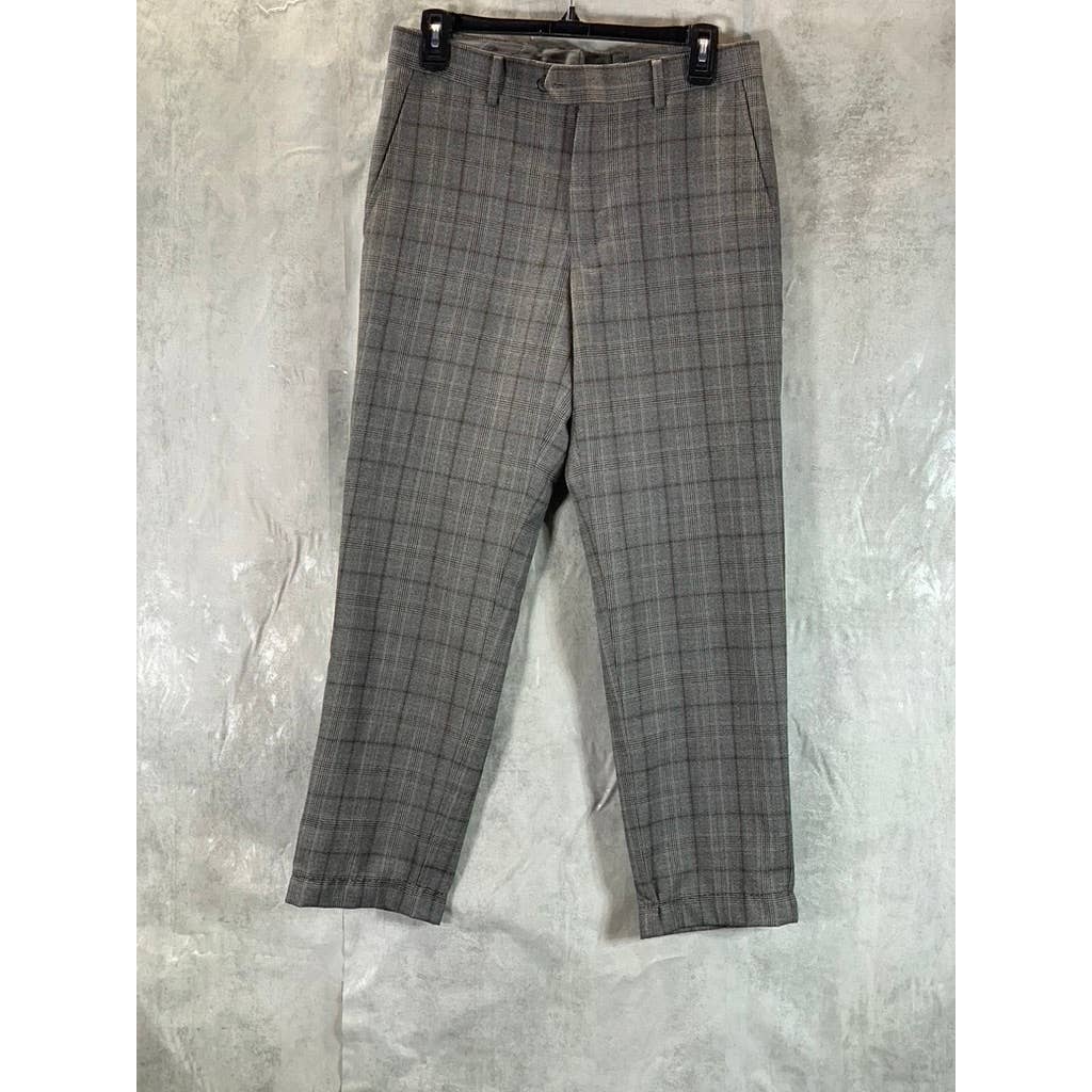 BAR III Men's Grey Plaid Slim-Fit Flat Front Suit Pants SZ 30X32