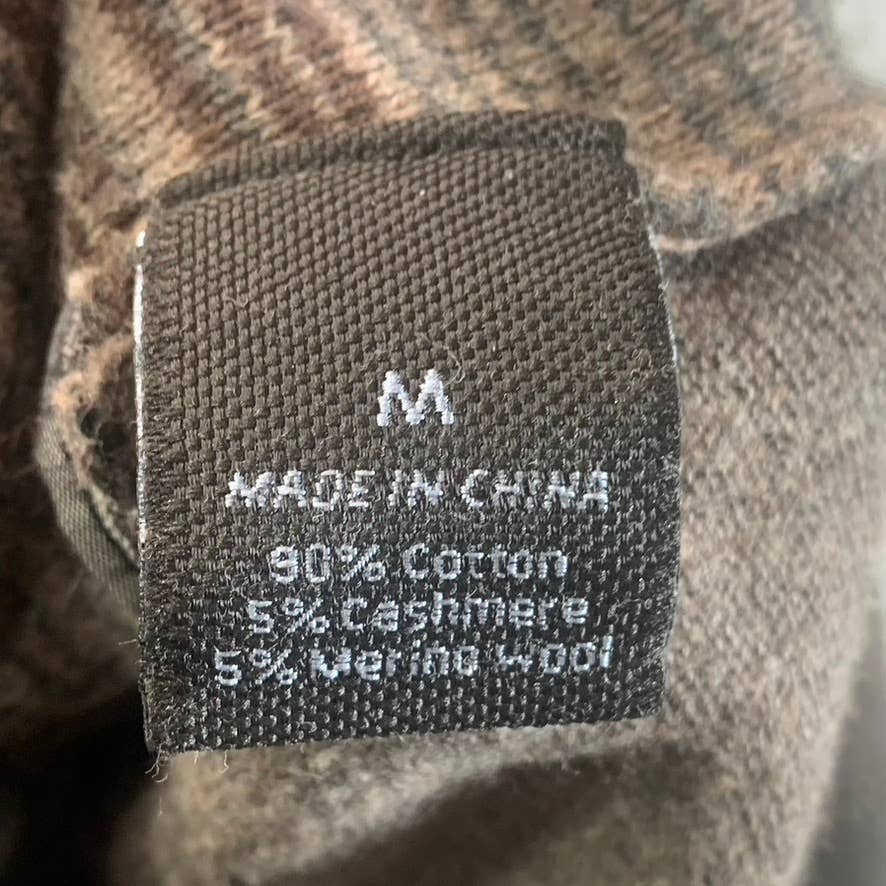 MARC ANTHONY Men's Brown Stripe Slim-Fit Merino Cashmere Blend Shawl Sweater SZM