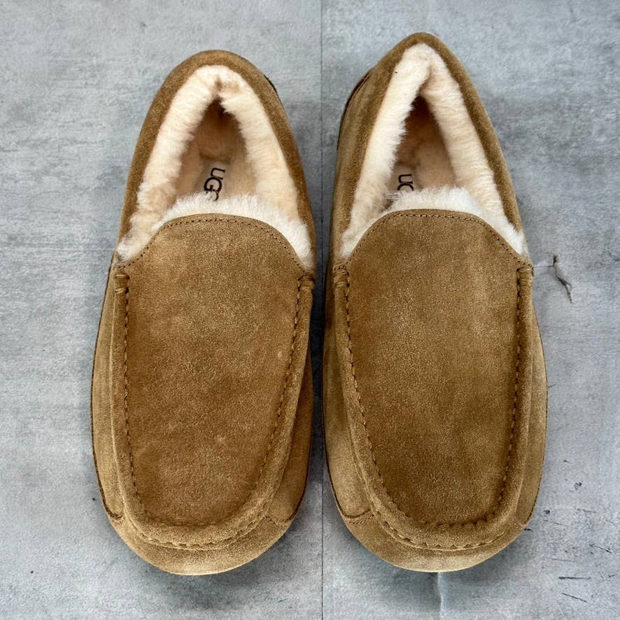UGG Men's Chestnut Suede Ascot Furr Slip-On Slippers SZ 9