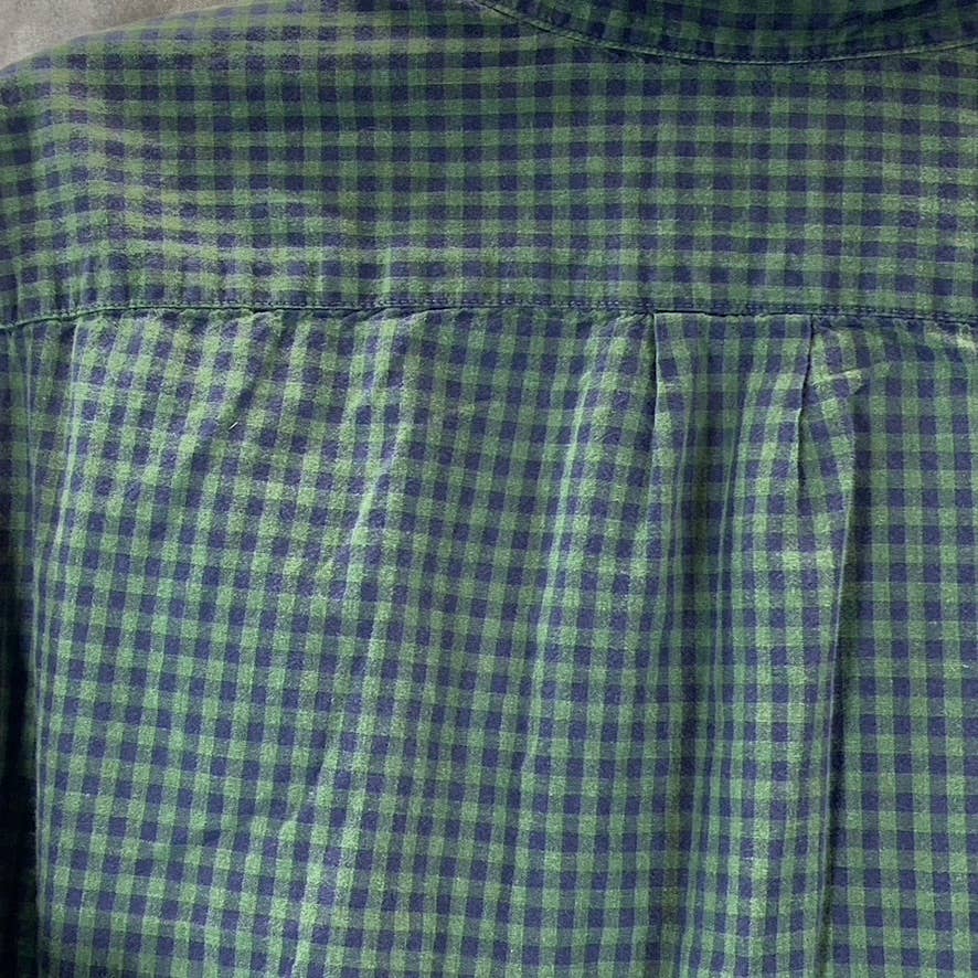 J.CREW Men's Green/Blue Gingham Classic-Fit Button-Up Shirt SZ M