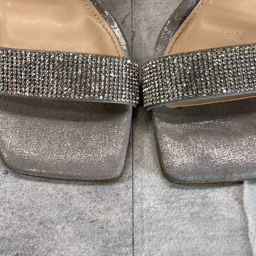 STEVE MADDEN Women's Silver Rhinestone Tiaa Two-Piece Dress Sandals SZ 6