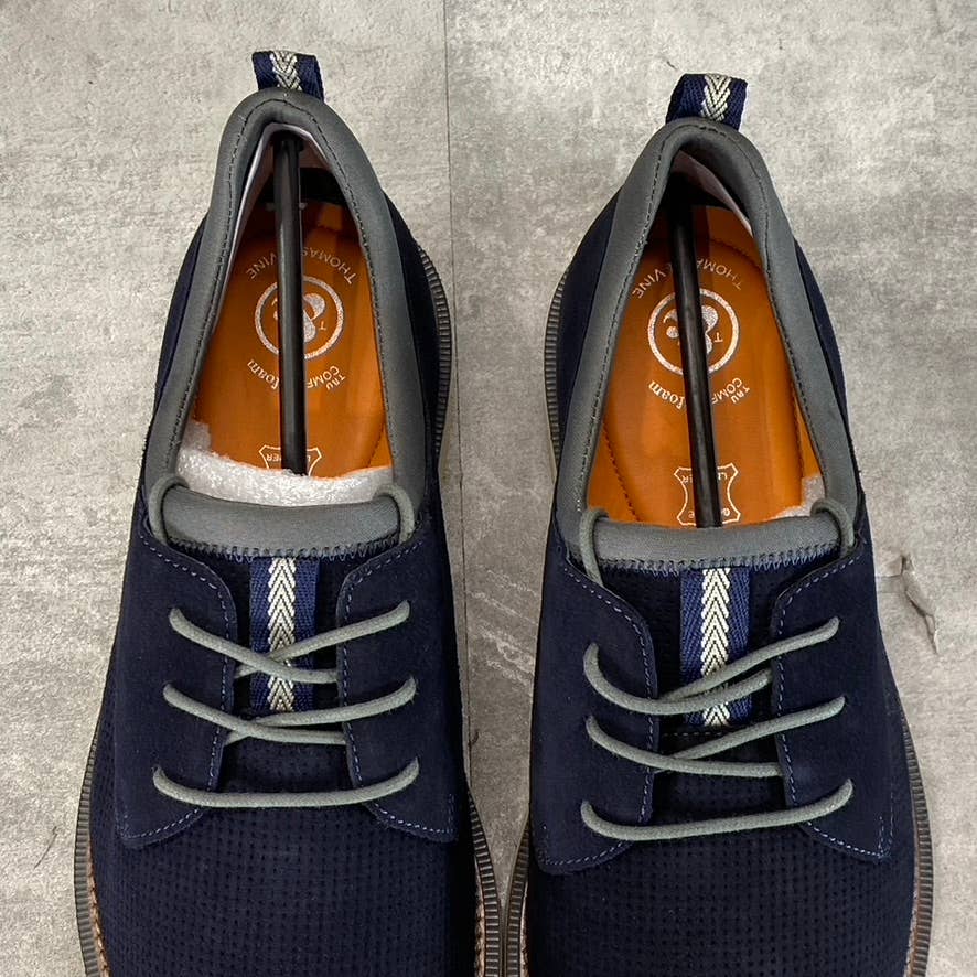 THOMAS & VINE Men's Navy Desmond Perforated Lace-Up Derby SZ 10.5