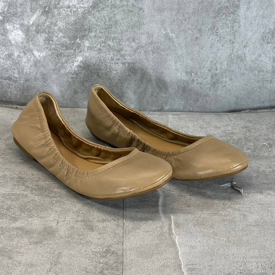 LUCKY BRAND Women's Light Cognac Leather Emmie Ballet Slip-On Flats SZ 8
