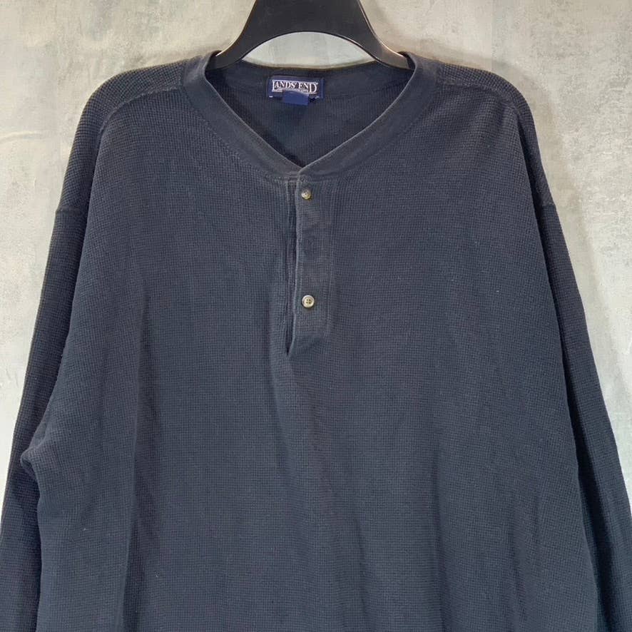 LANDS' END Men's Navy Regular-Fit Henley Long-Sleeve Shirt SZ XL