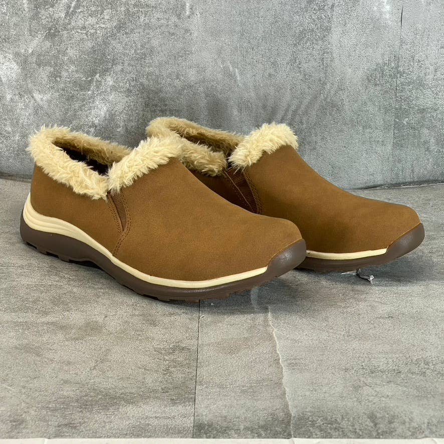 BARETRAPS Women's Cognac Yestelle Twin-Gore Faux-Fur Slip-On Shoes SZ 9