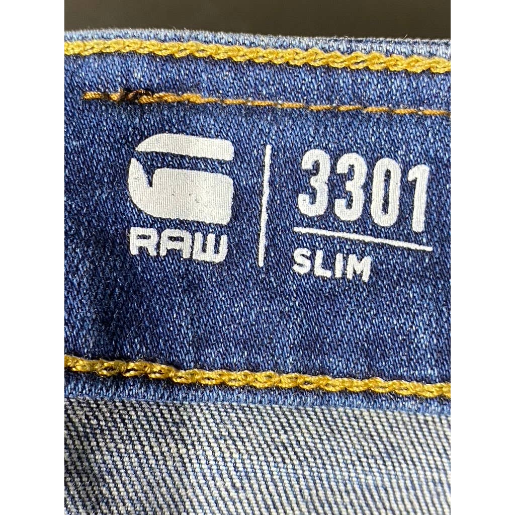 G-STAR RAW Men's Worn In Dusk Blue 3301 Slim-Fit Jeans SZ 32X32
