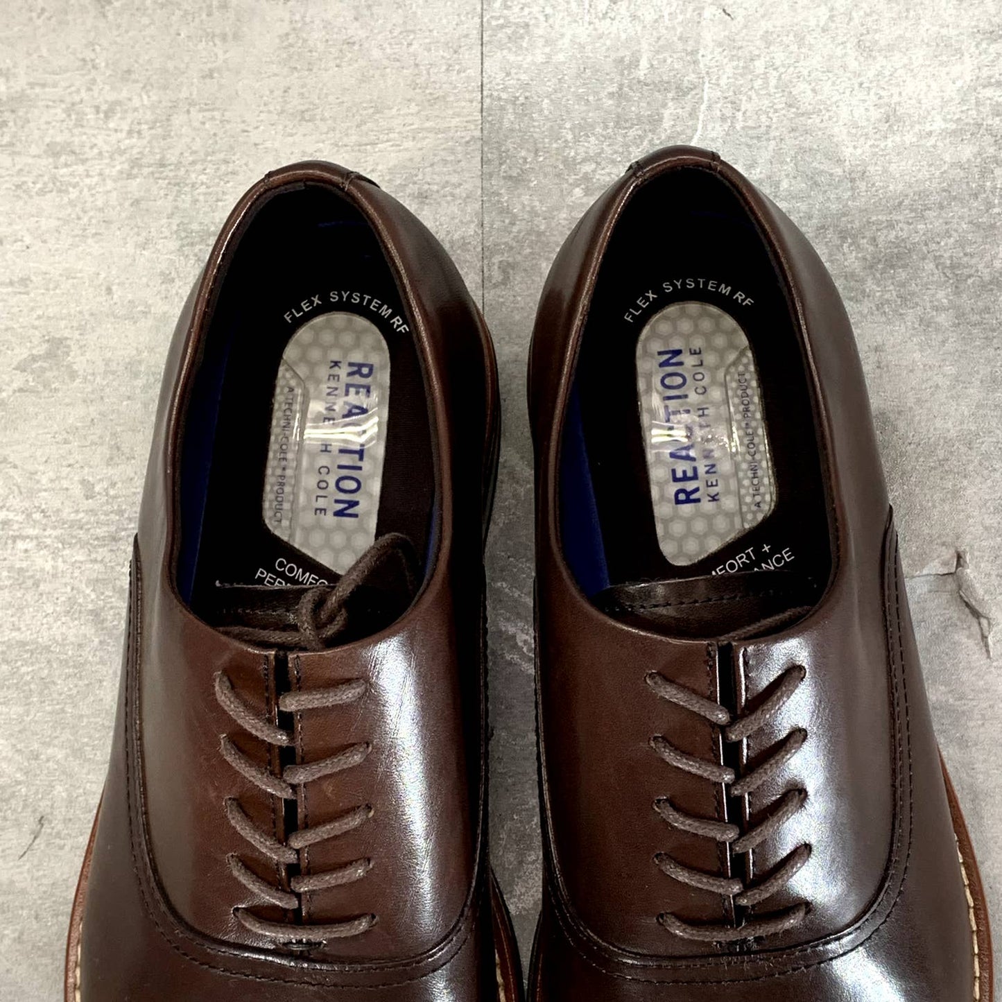 KENNETH COLE REACTION Men's Espresso Klay Flex Cap-Toe Oxfords SZ 11