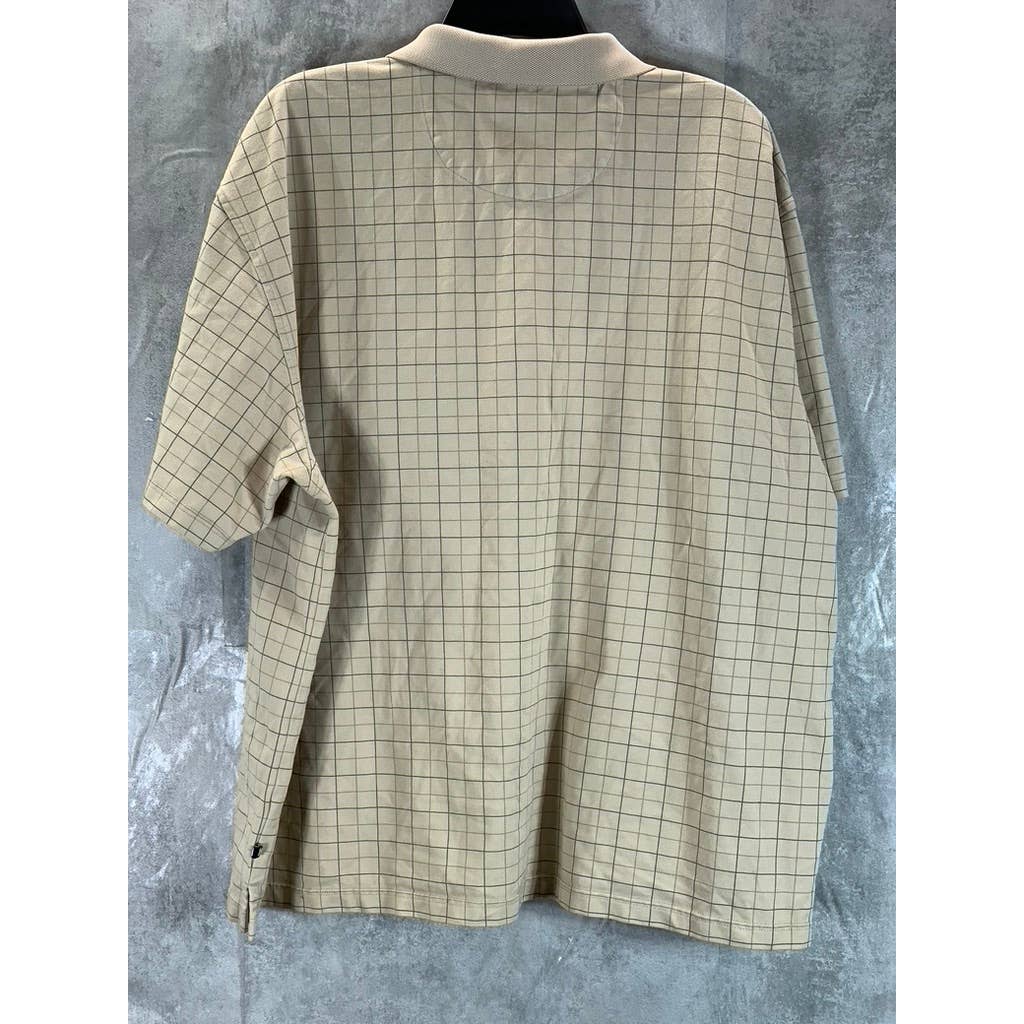GEOFFREY BEENE Men's Tan Plaid Short-Sleeve Golf Polo SZ 2XL