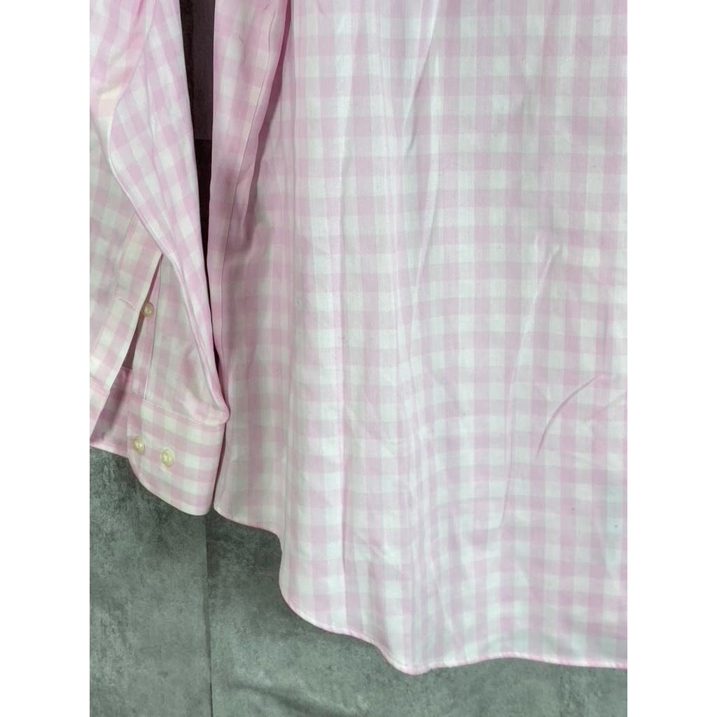 NORDSTROM MEN'S SHOP Men's Pink/White Mini Check Trim-Fit Dress Shirt SZ 17.5