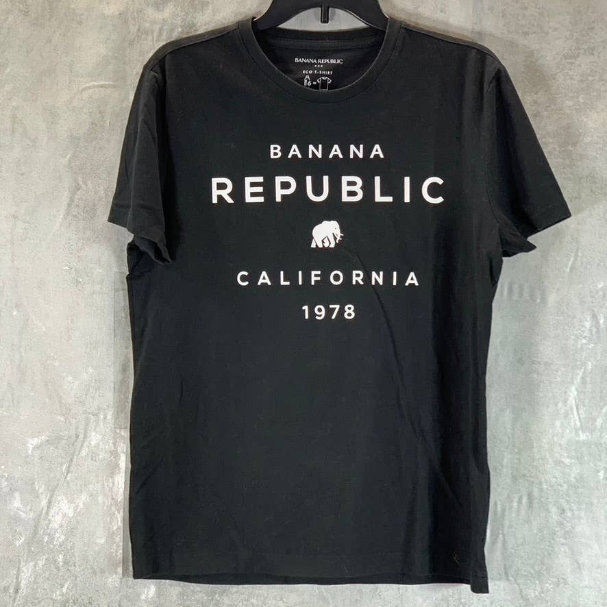 BANANA REPUBLIC Men's Black Modern Logo Crewneck Short-Sleeve T-Shirt SZ M