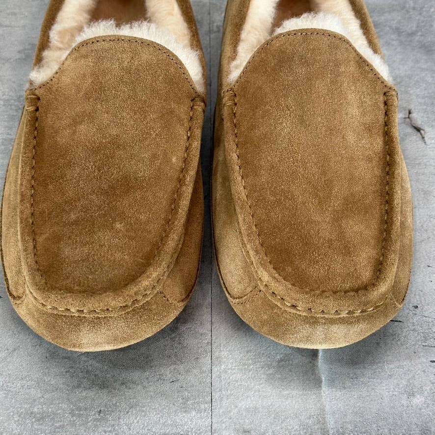 UGG Men's Chestnut Suede Ascot Furr Slip-On Slippers SZ 9