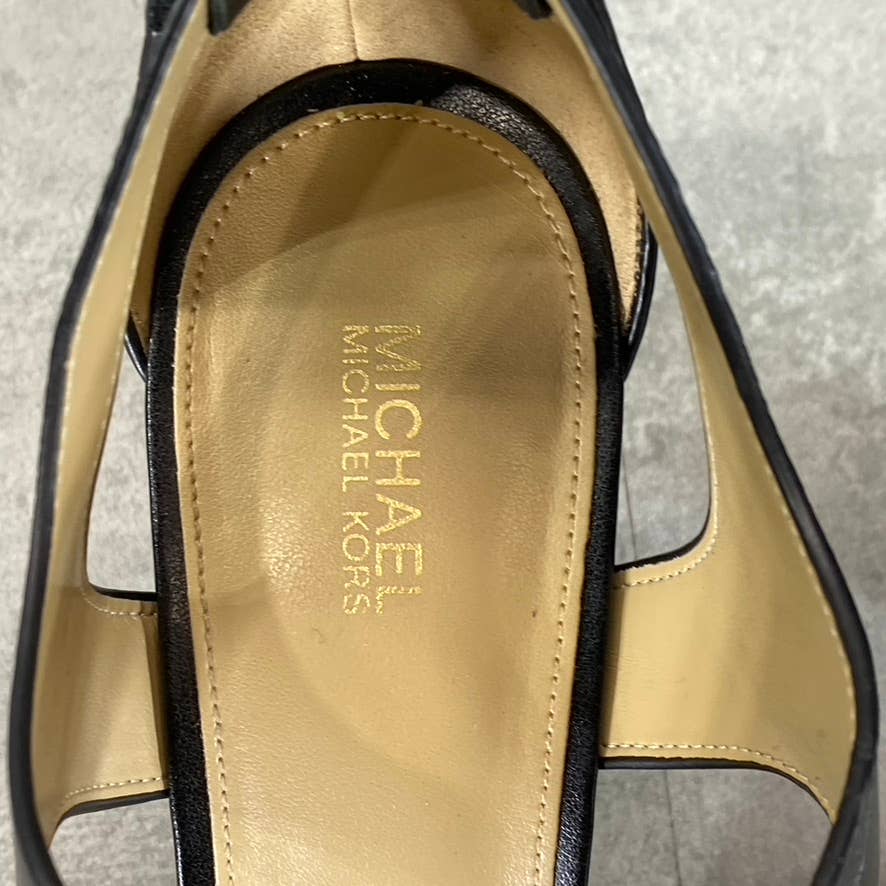 MICHAEL MICHAEL KORS Women's Black Leather Berkley T-Strap Platform Sandals SZ 9