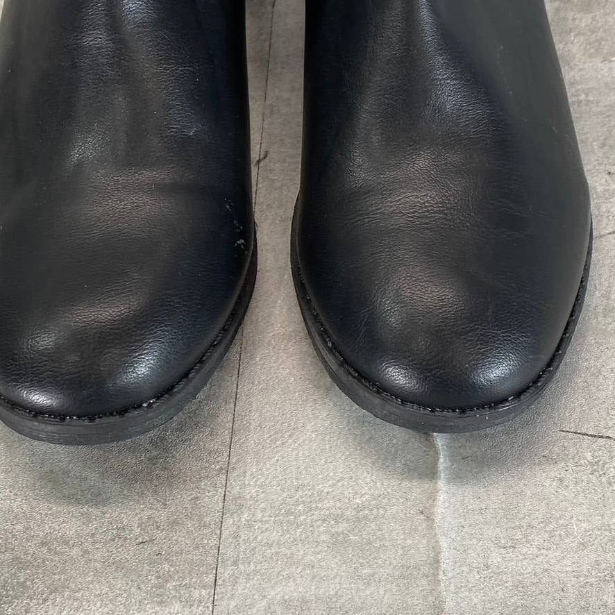 SUN+STONE Women's Black Cadee Memory Foam Slip-On Block Heel Ankle Booties SZ8.5