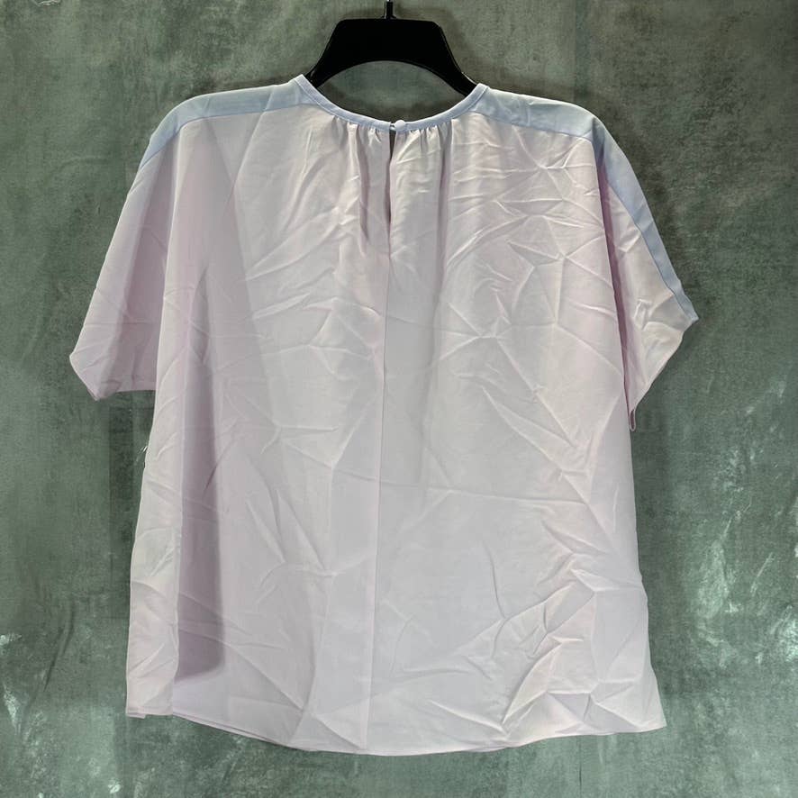 ALFANI Women's Lilac Color-Block Shoulder Short-Sleeve Top SZ XS