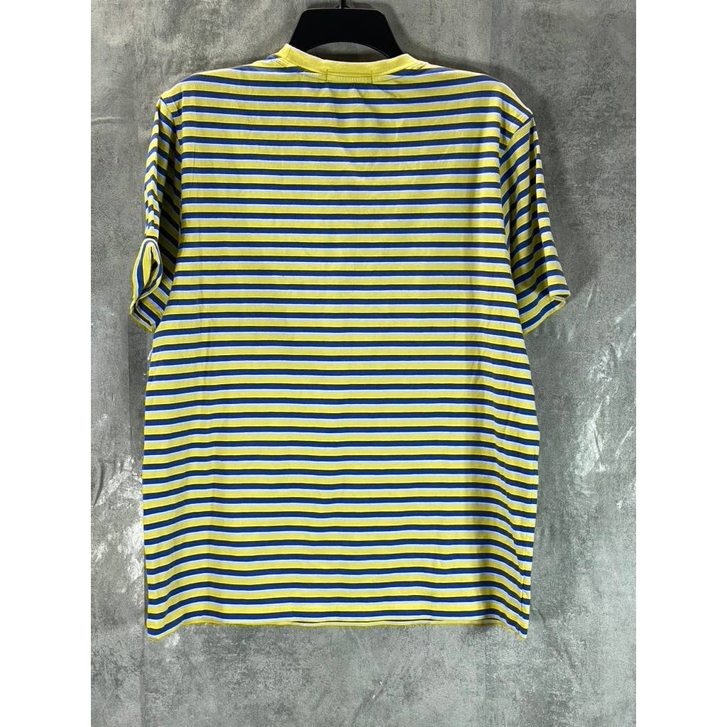 SAKS FIFTH AVENUE Men's Yellow/Blue Crewneck Cotton Short-Sleeve T-Shirt SZ L