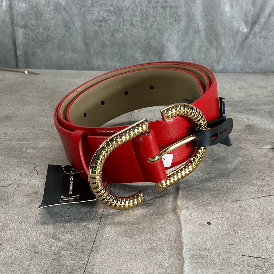 INC INTERNATIONAL CONCEPTS Women's Red Textured Buckle Belt SZ XL