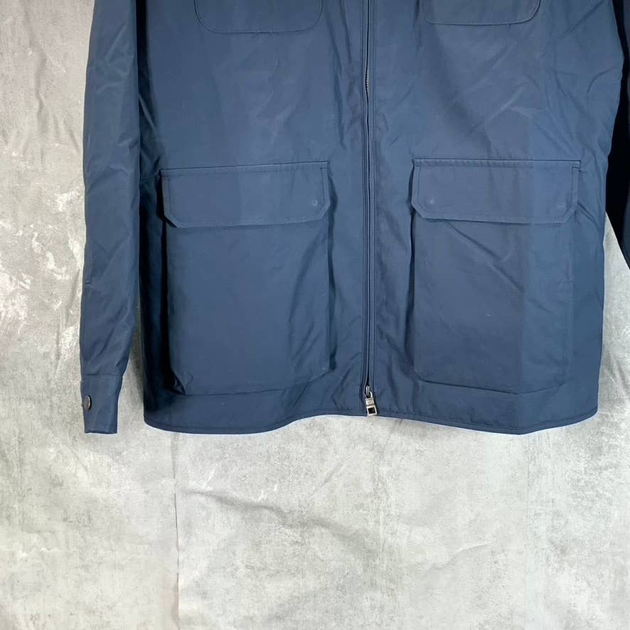 PETER MILLAR Men's Navy Waxed Cotton Safari Water Resistant Full-Zip Jacket SZ L
