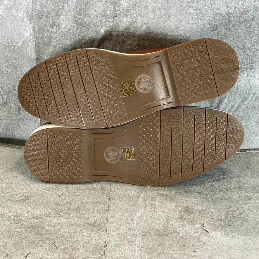 THOMAS & VINE Men's Cognac Leather Watkins Slip-On Penny Loafers SZ12