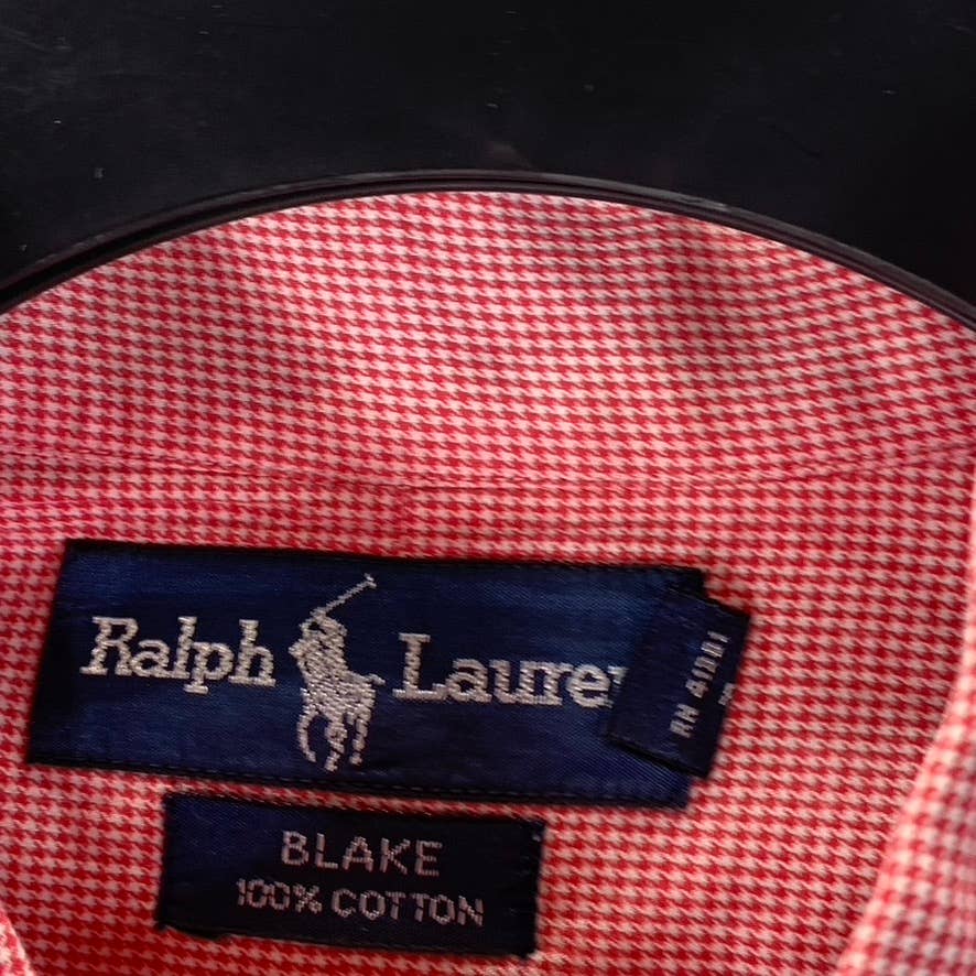 RALPH LAUREN Men's Red Gingham Blake Classic-Fit Long-Sleeve Button-Up Shirt SZM