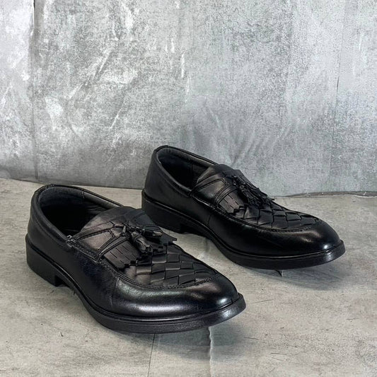 DEER STAGS Men's Black Leather Memory Foam Borough Kiltie Tassel Loafers SZ 9