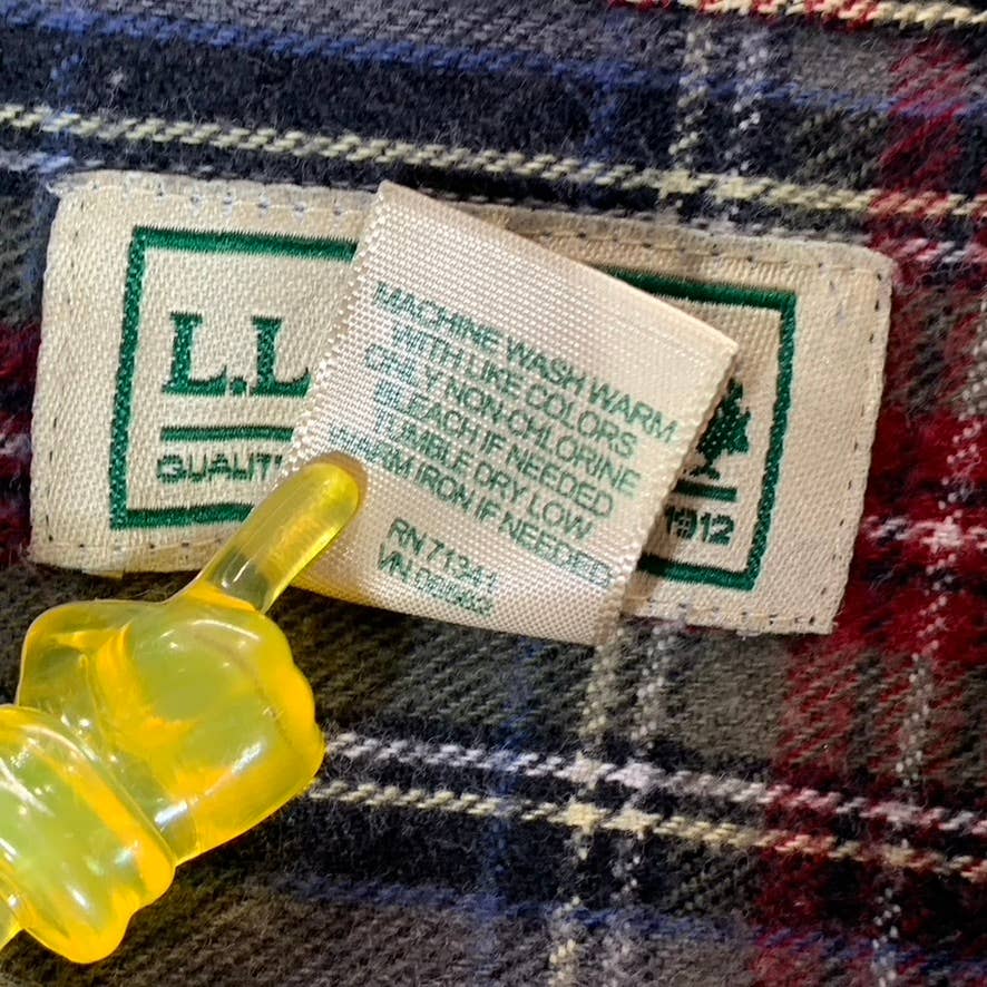 L.L. BEAN Men's Grey Stewart Scotch Plaid Traditional-Fit Flannel Shirt SZ XL