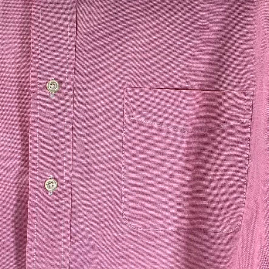 LANDS' END Men's Tall Red Textured Long Sleeve Button Up Dress Shirt SZ 16.5-36
