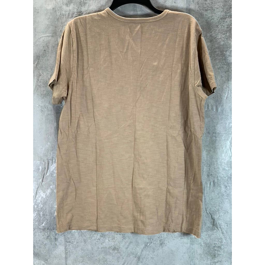 KATIN USA Men's Tan Folk 2-Button Henley Short-Sleeve Shirt SZ M