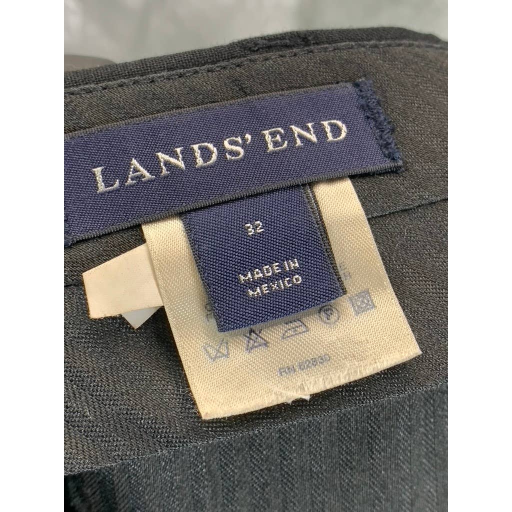 LANDS' END Men's Black Solid Regular-fit Dress Pants SZ 32