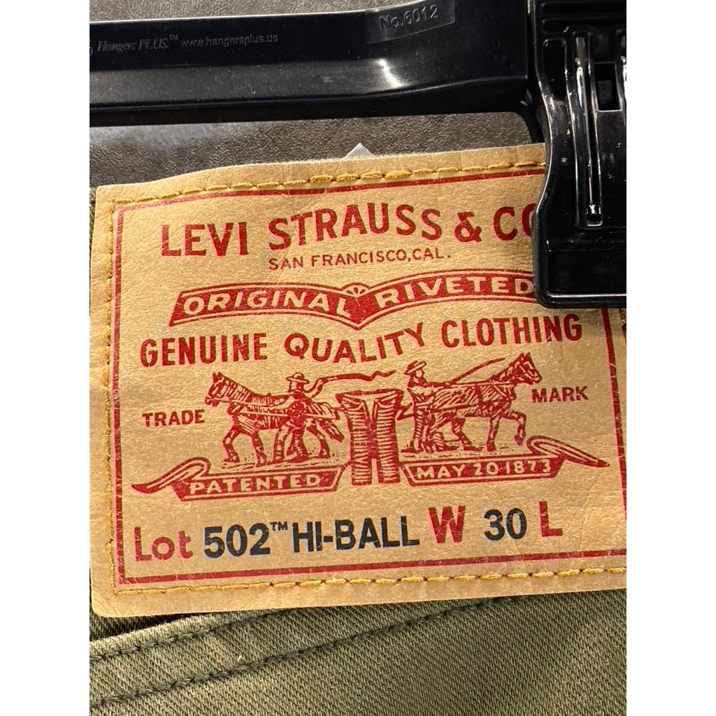 LEVI'S Men's Dark Green 502 Tapered Hi-Ball Chino Pants SZ 30