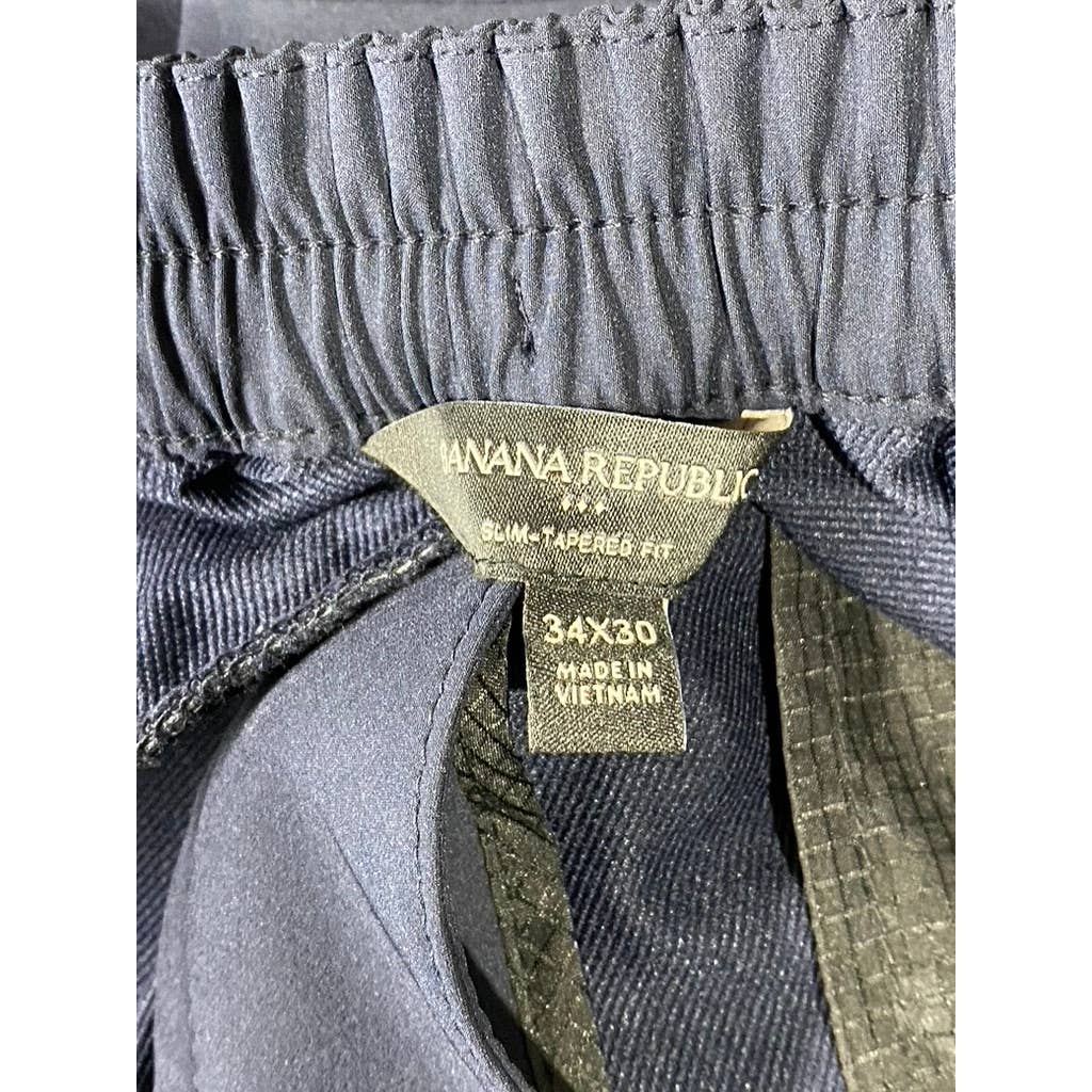 BANANA REPUBLIC Men's Navy Slim-Tapered Fit Drawstring Waist Pants SZ 34X30