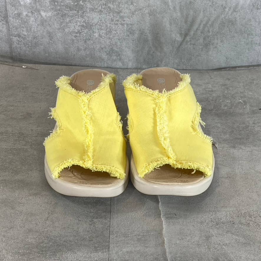 BZEES Women's Yellow Serendipity Washable Open-Toe Slide Wedge Sandals SZ 7.5