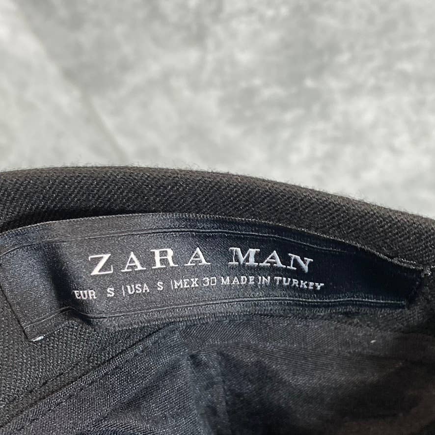 ZARA MAN Men's Black Classic-Fit Flat Front Striped Tuxedo Pants SZ S