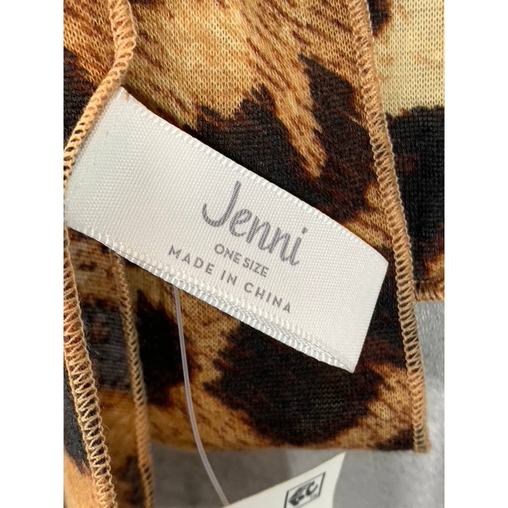 JENNI Women's Coj Brown Animal-Print Jersey Wrap Scarf SZ OS