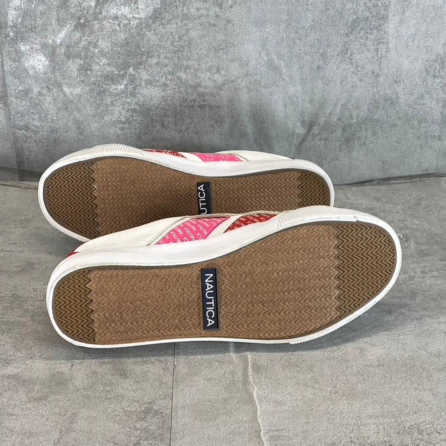 NAUTICA Women's White/Red/Pink Marita Round-Toe Slip-On Sneakers SZ 6