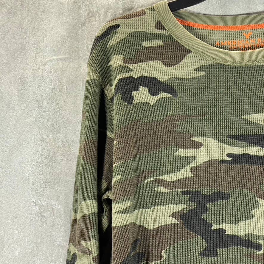 AMERICAN EAGLE OUTFITTERS Men's Green Camo Crewneck Classic-Fit T-Shirt SZ M