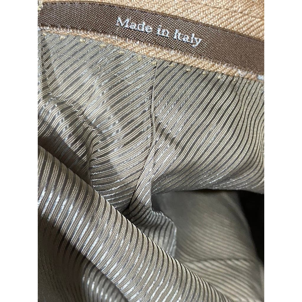 ERMENEGILDO ZEGNA Men's Tan Camel Silk Three-Button Blazer SZ 40R