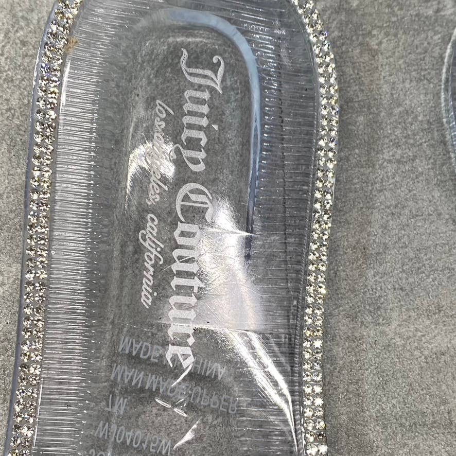 JUICY COUTURE Women's Clear Hylton Rhinestone Embellished Slide Jelly Sandal SZ7
