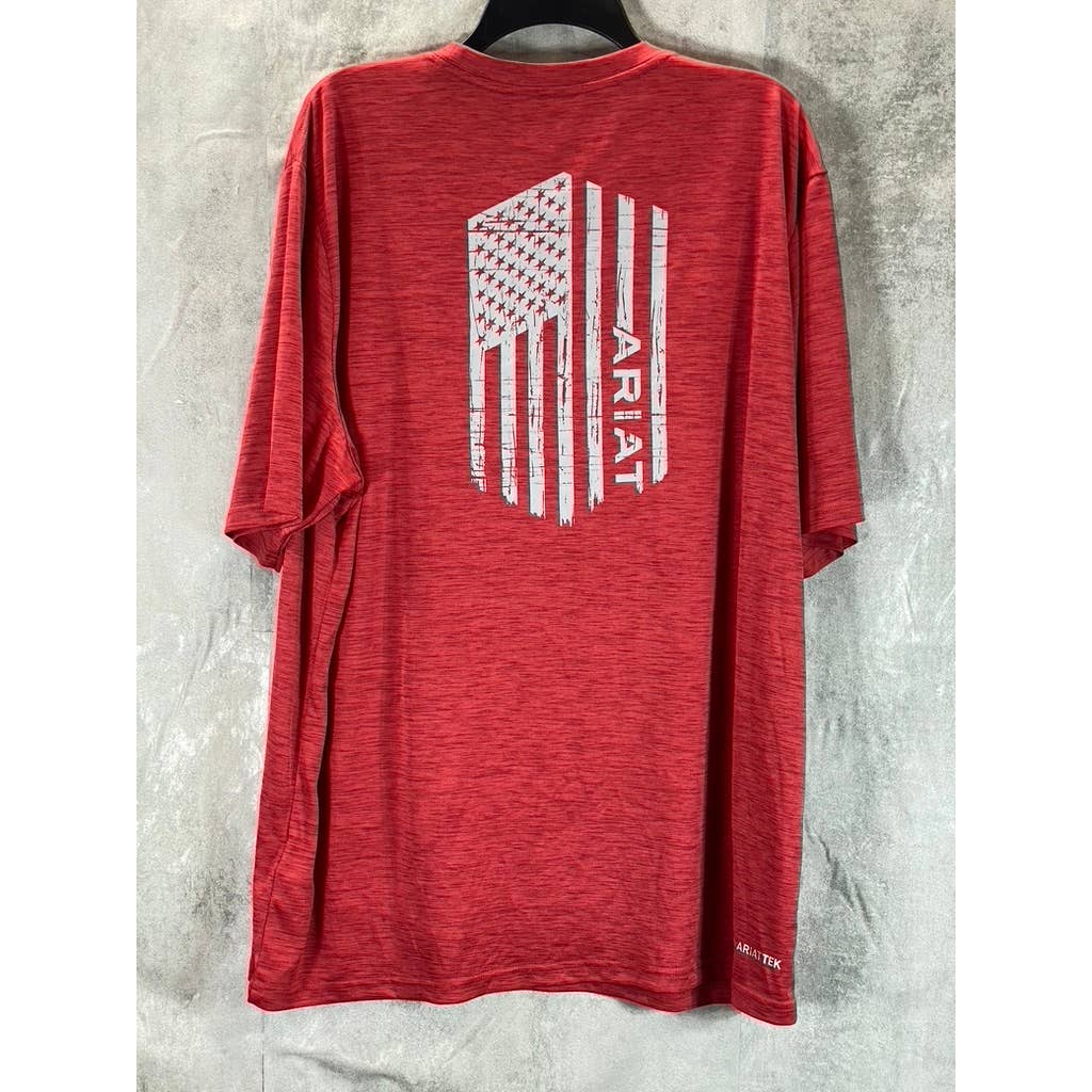 ARIAT TEK Men's Red Charger Vertical Flag Short-Sleeve Crewneck T-Shirt SZ XL