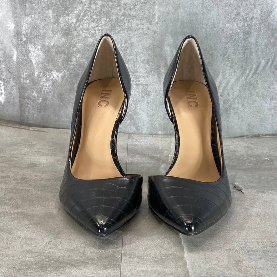 INC INTERNATIONAL CONCEPTS Women's Black Croc Pointed-Toe D'Orsay Pumps SZ 10