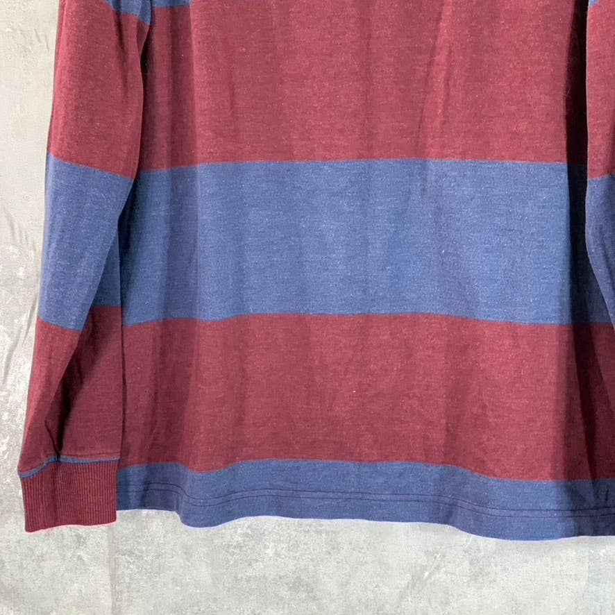 TOMMY HILFIGER Men's Navy/Burgundy Striped Regular-Fit Crewneck Sweater SZ L