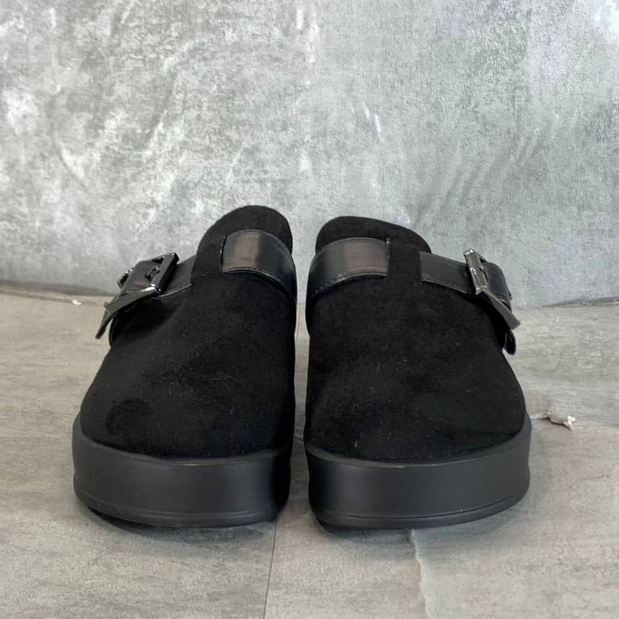 ANNE KLEIN Women's Black Victory Round-Toe Slide-On Platform Shoes SZ 8