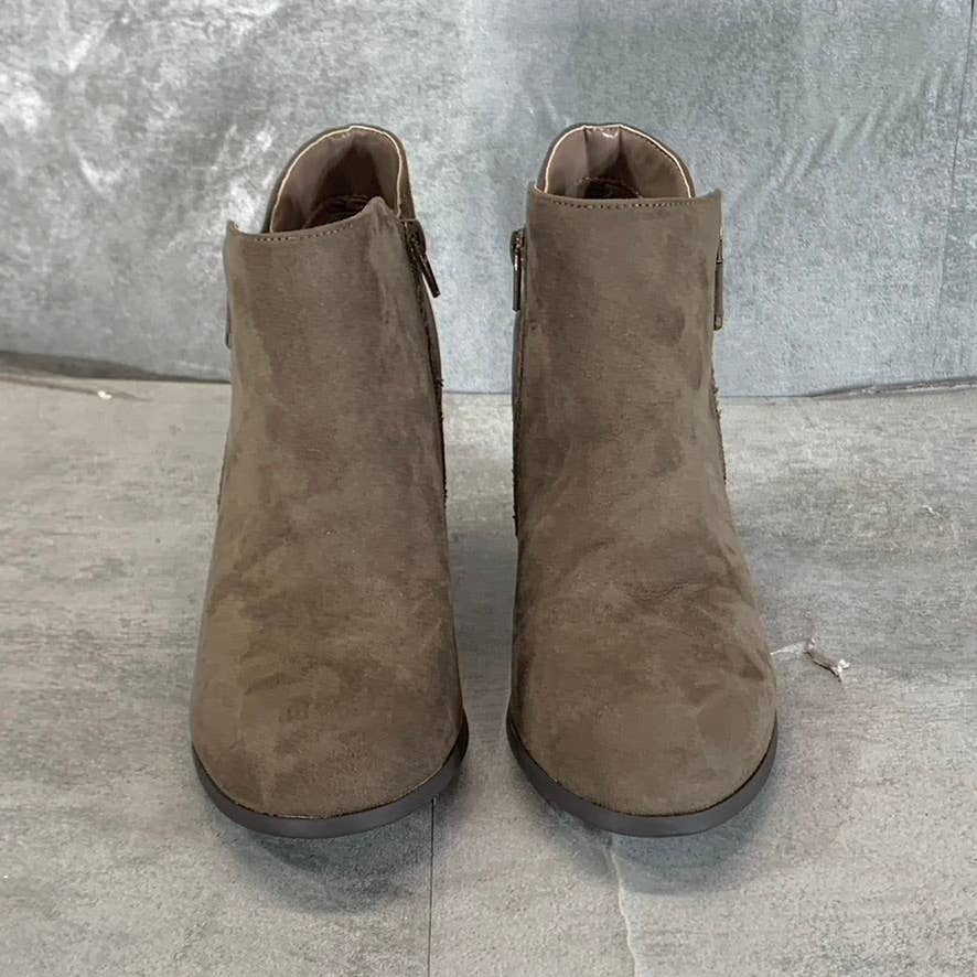 STYLE & CO Women's Wide Grey Micro Masrinaa Block-Heel Ankle Booties SZ 7W