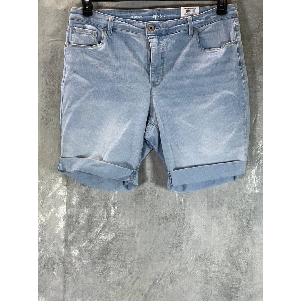 STYLE & CO Women's Plus Size Mesa Wash Mid-Rise Roll-Cuff Bermuda Shorts SZ 16W