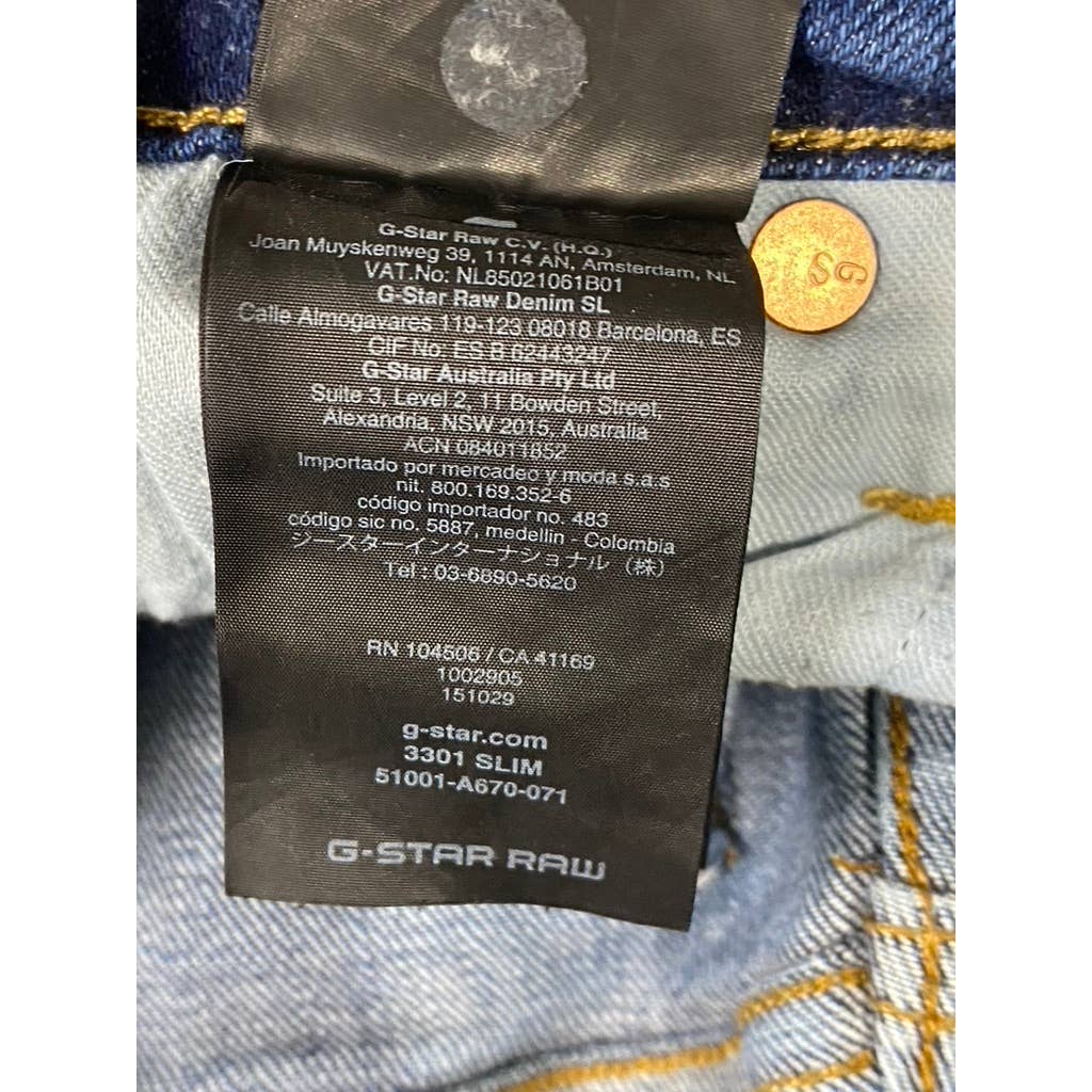 G-STAR RAW Men's Faded Niagara 3301 Slim-Fit Jeans SZ 33X32