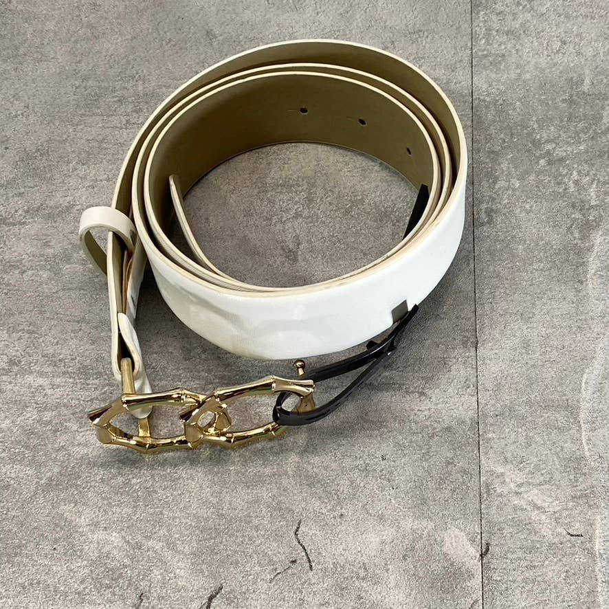 INC INTERNATIONAL CONCEPTS Women's White Double-Circle Bamboo-Buckle Belt SZ XL