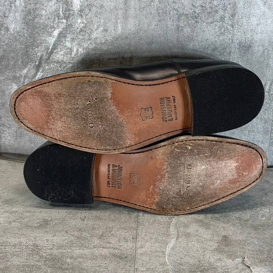 JOHNSTON & MURPHY Men's Black Calfskin Melton Cap-Toe Lace-Up Oxfords SZ 11