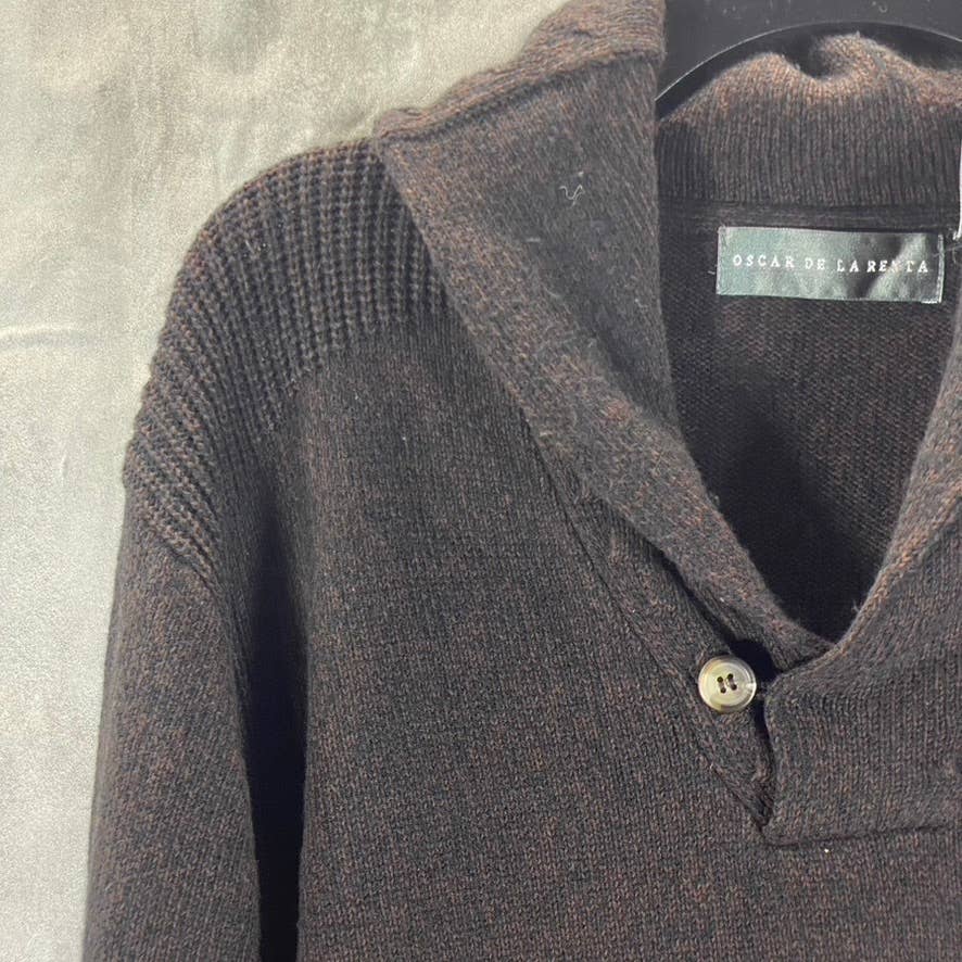 OSCAR DE LA RENTA Men's Brown Cowl Neck Long-Sleeve Pullover Sweater SZ 2XL