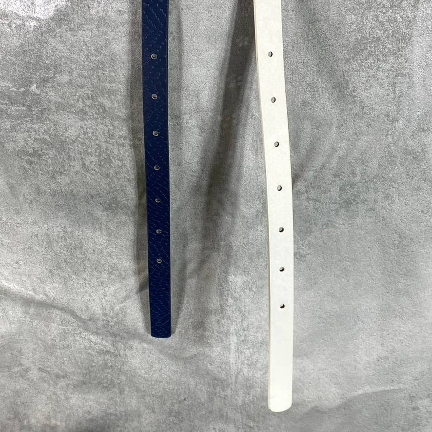 INC INTERNATIONAL CONCEPTS Women's White/Navy 2pc Solid Snake Belt Set SZ S